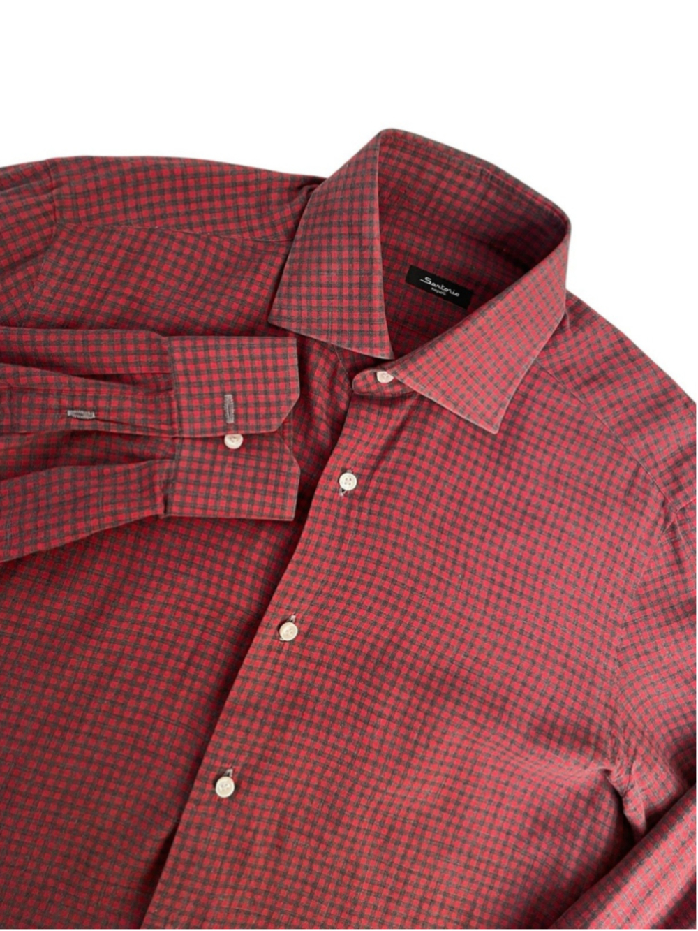 Sartorio Napoli Button Up Shirt Mens M Plaid Long Sleeve Italy
